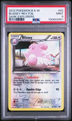 PSA 9 Mint 2012 POKEMON Black & White DARK EXPLORERS 82 Blissey REVERSE FOIL - Image 1