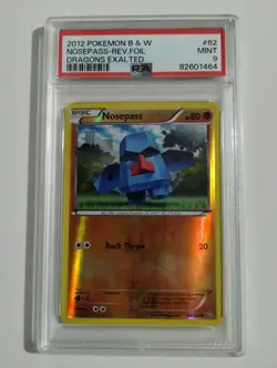 2012 Pokemon Black White Dragons Exalted Nosepass Reverse Foil PSA 9 Grade POP 2 - Image 1