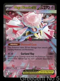Mega Diancie ex 041/094 Double Rare Phantasmal Flames Pokemon Near Mint - Image 1