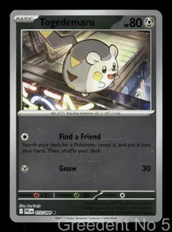 Togedemaru 073/094 Common Phantasmal Flames Pokemon Reverse Holo Near Mint - Image 1
