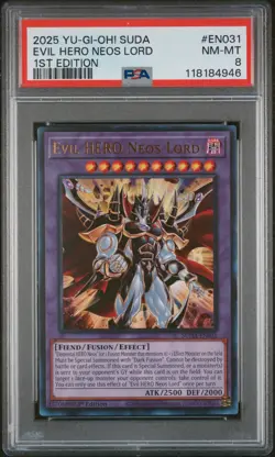 Yu-Gi-Oh! Suda-Supreme Darkness Evil Hero Neos Lord 1St Edition #EN031 PSA 8 - Image 1