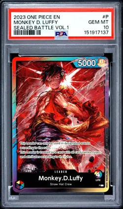 2023 ONE PIECE PROMOS SEALED BATTLE VOL.1 #P MONKEY.D. LUFFY PSA 10 - Image 1