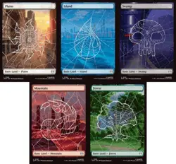 5x Foil Spiderman Spiderweb Full Art Basic Land Set EDH Magic the Gathering MTG - Image 1