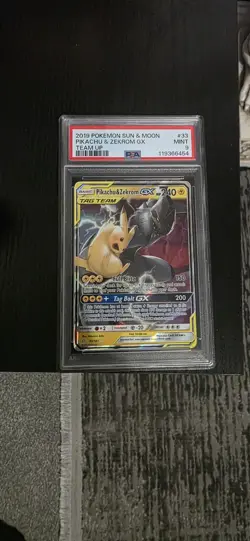 2019 Pikachu & Zekrom GX 33/181 Holo PSA 9 Pokemon Sun & Moon Team UP - Image 3