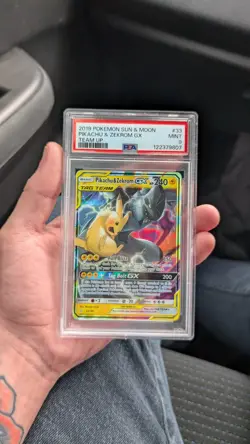 2019 Pikachu & Zekrom GX 33/181 Holo PSA 9 Pokemon Sun & Moon Team UP - Image 1