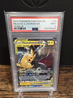 PSA 9 2019 POKEMON SUN & MOON TEAM UP PIKACHU & ZEKROM GX 33 - Image 1