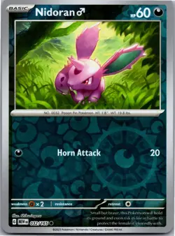 Nidoran M 032/165 Common 151 Pokemon Reverse Holo Near Mint - Image 1