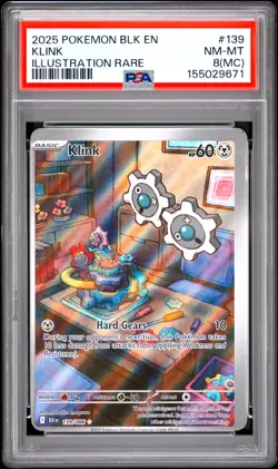 Klink Illustration Rare Pokemon Blk En-Black Bolt 139 NM PSA 8 - Image 1