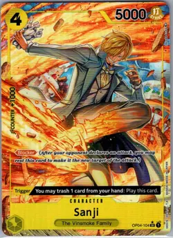 Sanji (Alternate Art) OP04-104 English Kingdoms of Intrigue - One Piece - NM - Image 1