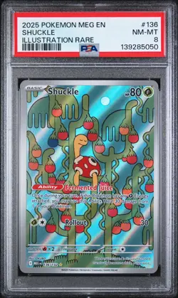 2025 POKEMON MEG EN-MEGA EVOLUTION ILLUSTRATION RARE #136 SHUCKLE PSA 8 - Image 1