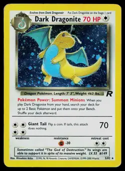 Pokemon Card Team Rocket Dark Dragonite 5/82 Unlimited Holo Rare SWIRL - Image 1