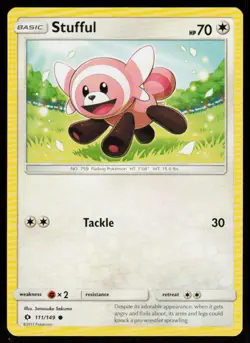 Stufful 111/149 Common SM Base Set Pokemon Near Mint - Image 1
