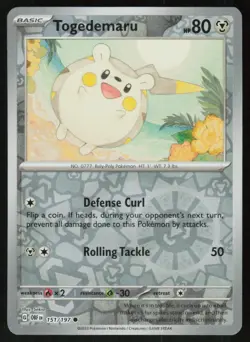 Togedemaru 151/197 Common Obsidian Flames Pokemon Reverse Holo Near Mint - Image 1