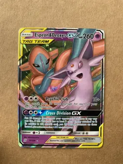 Pokemon TCG Espeon & Deoxys Tag Team GX Unified Minds 72/236 Holo Ultra Rare LP - Image 1