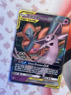 Pokemon TCG Espeon & Deoxys Tag Team GX Unified Minds 72/236 Holo Ultra Rare - Image 1