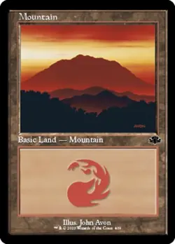 MTG Dominaria Remastered *FOIL* RETRO FRAME L Mountain #409 - Image 1