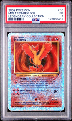 PSA 1 PR 2002 Pokemon Legendary Collection Moltres 30/110 Reverse Holo Foil WOTC - Image 1