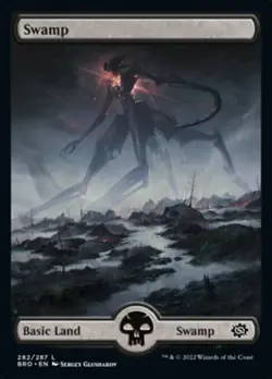 MTG Brothers War *FOIL* FULL ART L Swamp #282 - Image 1