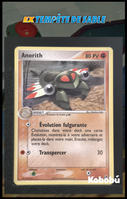 Carte Pokemon Anorith 27/100 Ex Tempete De Sable TDS Bloc EX FR 1 - Image 1