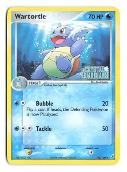 Pokemon EX Crystal Guardians Wartortle 42/100 Reverse Holo Foil Uncommon - Image 1