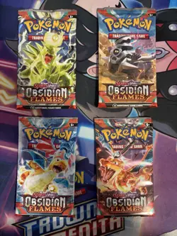 Pokemon Obsidian Flames Scarlet & Violet Booster Pack Lot x4 Art Set English - Image 1