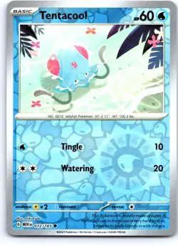 Tentacool 072/165 Common 151 Pokemon Reverse Holo Near Mint - Image 1