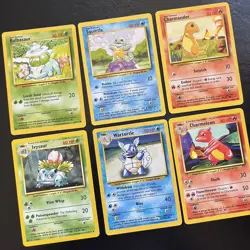 Pokemon TCG Base Set Kanto Starters 6 Ct Lot | Bulbasaur Squirtle Charmander MP - Image 1