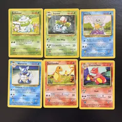 Pokemon TCG Base Set Kanto Starters 6 Ct Lot | Bulbasaur Squirtle Charmander MP - Image 3