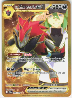 Pokemon N's Zoroark ex 189/159 Hyper Rare Journey Together Pokemon Holo NM - Image 1