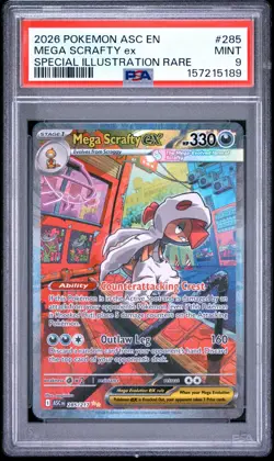 PSA 9 MEGA SCRAFTY EX 285/217 SIR ASCENDED HEROES POKEMON 😍 - Image 1