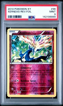 PSA 9 Mint 2014 Pokemon XY Base Set Xerneas Reverse Holo Foil #96 - Image 1