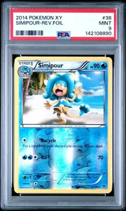 PSA 9 Mint 2014 Pokemon XY Base Set Simipour Reverse Holo Foil #38 - Image 1