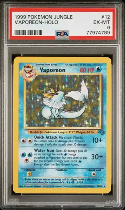 1999 Pokemon Jungle Vaporeon Holo Graded PSA 6 - Image 1