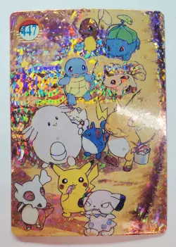 1999 Vintage Pocket Monsters Vending Prism - Pikachu, Cubone, Chansey #447 RARE - Image 2