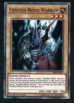 Fiendish Rhino Warrior - SR06-EN017 - Common - 1st Edition - Yugioh - Image 1