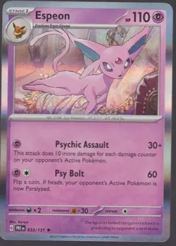 Espeon Rare SV: Prismatic Evolutions 033/131 Pokemon Trading Card TCG - Image 1