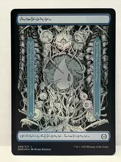 Foil Island (268) - PHYREXIAN Full Art Basic Land Card All Will Be One - Image 1
