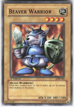 Beaver Warrior LOB-064 The Legend of Blue Eyes White Dragon Yu-Gi-Oh 1st ED LP - Image 1