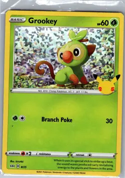 Grookey - 8/25 Holo McDonald's 25th Anniversary Promos - Pokemon Card - NM - Image 1