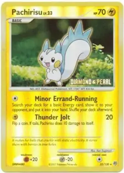 1x Pachirisu - 35/130 - Reverse Holo Burger King Promo Heavily Played Pokemon Un - Image 1