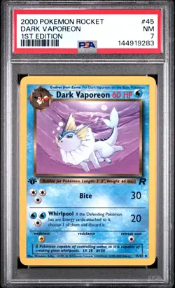 2000 POKEMON ROCKET 1ST EDITION #45 DARK VAPOREON PSA 7 - Image 1
