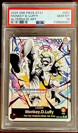 Monkey D. Luffy PSA 10 English One Piece ST21-001 Gear 5 2025 Alternate Art - Image 1