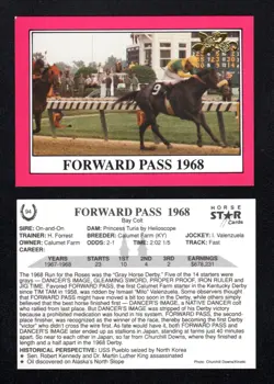 Forward Pass 1968 Kentucky Derby Winner 1990 Horse Star Cards Gold Foil Rare! - Image 1