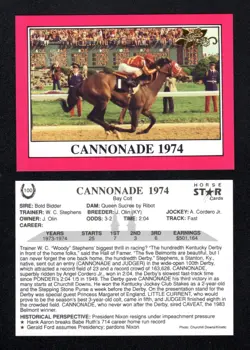 Cannonade 1974 Kentucky Derby Winner 1990 Horse Star Cards Gold Foil Rare! - Image 1