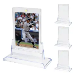 4pcs 35pt Acrylic Clear UV Protection Magnetic Card Holders with 4 Card Stands - Image 1