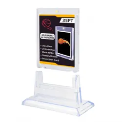 4pcs 35pt Acrylic Clear UV Protection Magnetic Card Holders with 4 Card Stands - Image 3