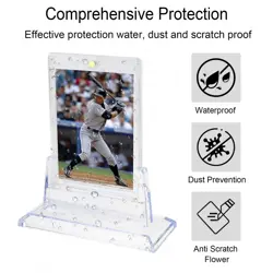 4pcs 35pt Acrylic Clear UV Protection Magnetic Card Holders with 4 Card Stands - Image 4