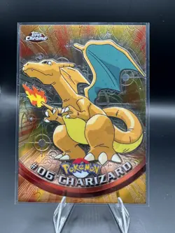 2000 TOPPS SERIES 1 CHROME POKEMON TV ANIMATION TRADING CARD #6 CHARIZARD - Image 1
