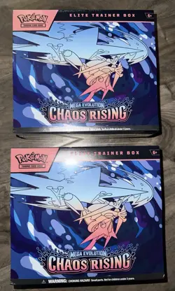 X2 Pokemon Mega Evolution Chaos Rising Elite Elite Trainer Box ETB NEW Lot of 2 - Image 1