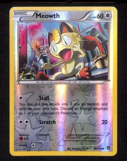 Meowth 88 Common Pokemon Steam Siege 114 Reverse Holo 2016 - Image 1